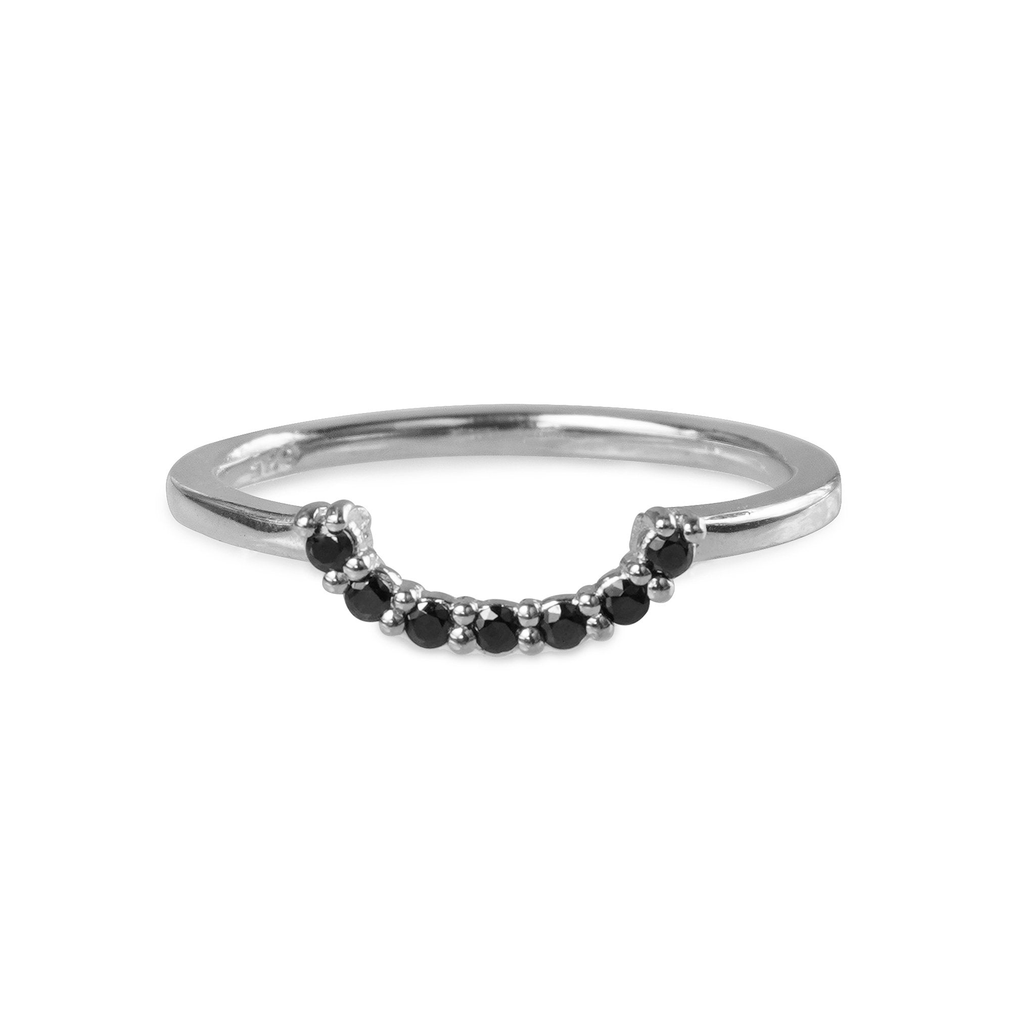 Tara Half Circle Ring - Black Spinel | BITS OF BALI JEWELRY