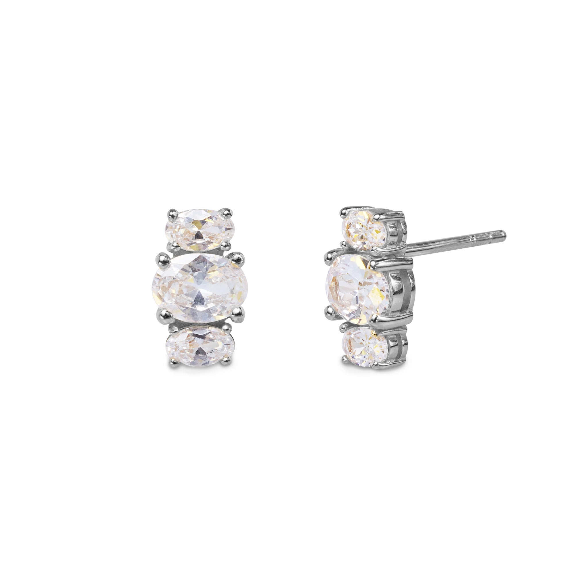 Trio Stone Earrings - White Cubic Zirconia | BITS OF BALI JEWELRY