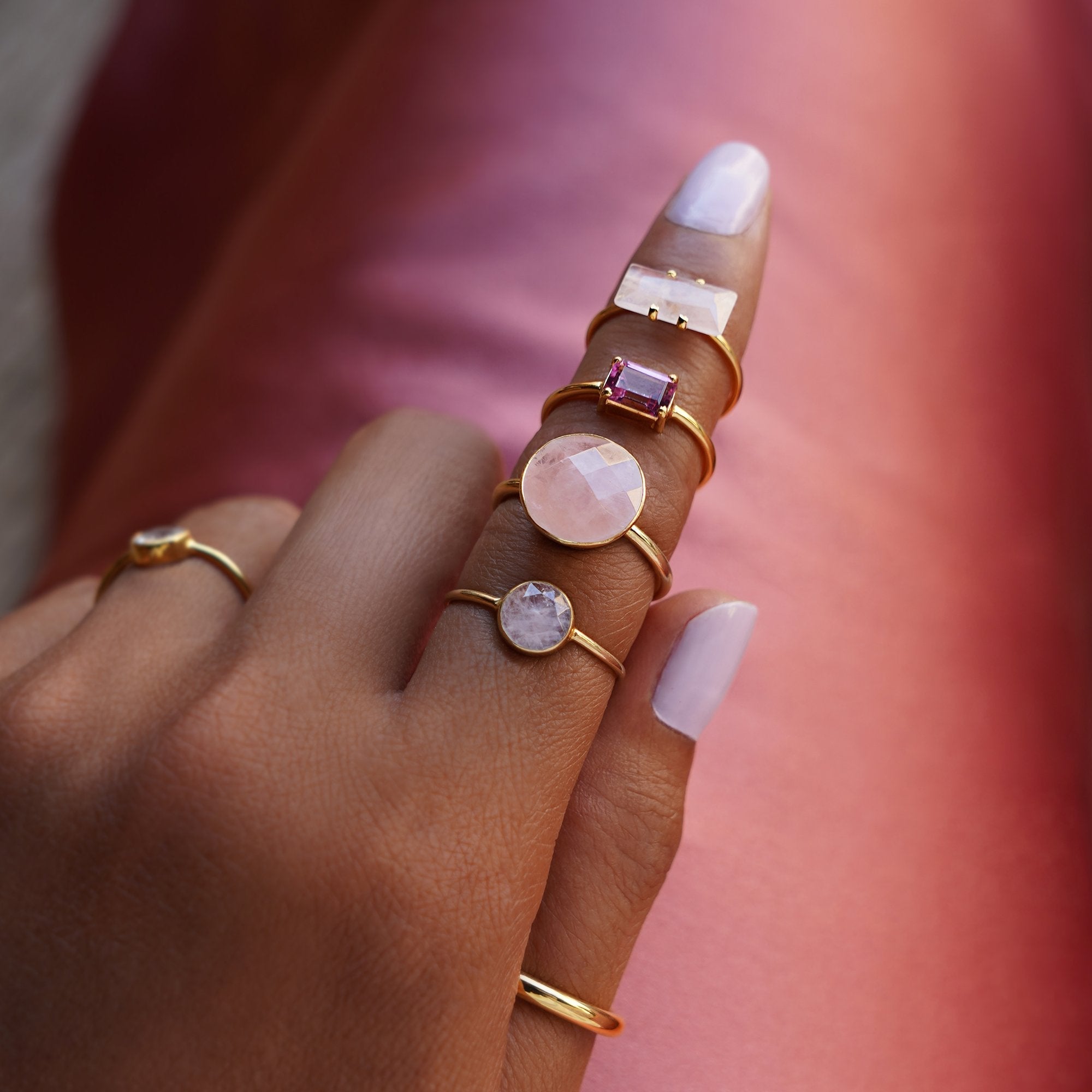 Vira Bold Ring - Round Rose Quartz | BITS OF BALI JEWELRY